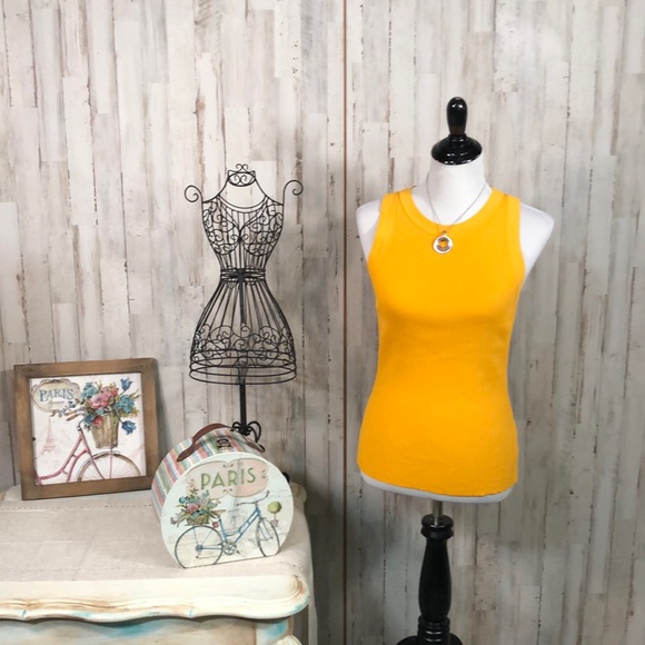Michael Kors Ultra Stretch Dressy Tank Top in Taxi Cab Yellow Size Large - Picture 1 of 8